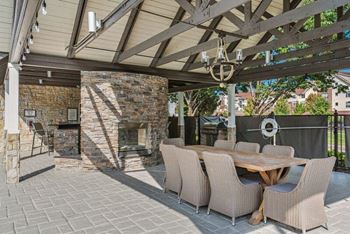 Fireplace with lounging area